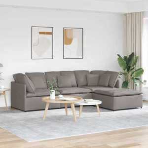 vidaXL Canapea modulară cu taburet și perne, textil, gri taupe imagine