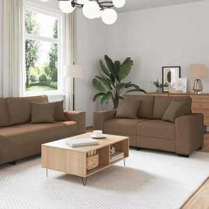 vidaXL Set de canapele cu perne, 2 piese, maro, textil imagine