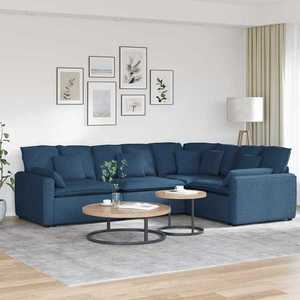 vidaXL Canapea modulară cu perne, albastru, textil imagine