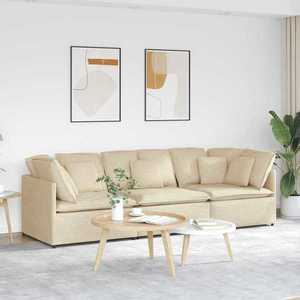 vidaXL Canapea modulară cu perne, crem, textil imagine