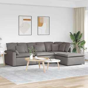 vidaXL Canapea modulară cu taburet și perne, textil, gri taupe imagine