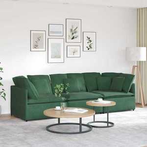 vidaXL Canapea modulară cu perne, verde închis, țesătură velur imagine