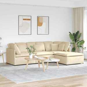vidaXL Canapea modulară cu taburet și perne, material textil, crem imagine