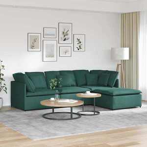 vidaXL Canapea modulară cu taburet și perne, textil, verde închis imagine