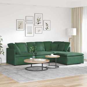 vidaXL Canapea modulară cu taburet și perne, verde închis imagine