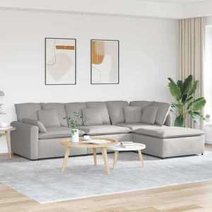 vidaXL Canapea modulară cu taburet și perne, material textil, gri nor imagine