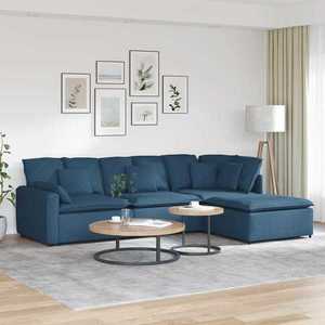 vidaXL Canapea modulară cu taburet și perne, material textil, albastru imagine