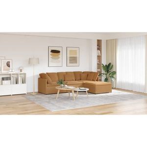vidaXL Canapea modulară cu taburet și perne, țesătură ondulată ca lână imagine