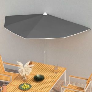 vidaXL Umbrelă de grădină cu stâlp, antracit, 180x90 cm, semirotundă imagine