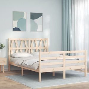 vidaXL Cadru de pat cu tăblie, 140x200 cm, lemn masiv imagine