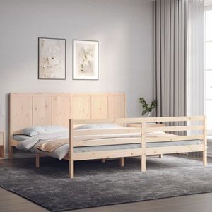 vidaXL Cadru pat cu tăblie 200x200 cm, lemn masiv de pin imagine