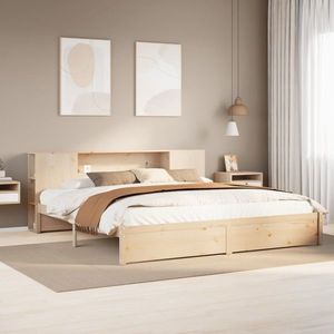 vidaXL Pat cu bibliotecă fără saltea, 180x200 cm, lemn masiv de pin imagine