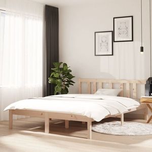 vidaXL Cadru de pat dublu, 135x190 cm, lemn masiv imagine