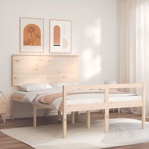 vidaXL Cadru de pat senior cu tăblie, 140x190 cm, lemn masiv imagine