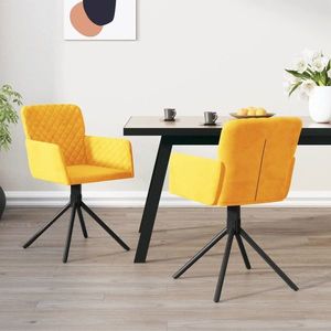 vidaXL Scaune de bucătărie pivotante, 2 buc., galben, catifea imagine