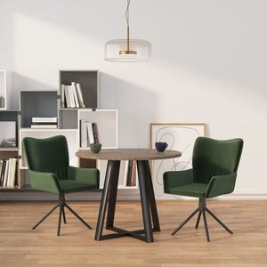 vidaXL Scaune de bucătărie pivotante, 2 buc., verde închis, catifea imagine