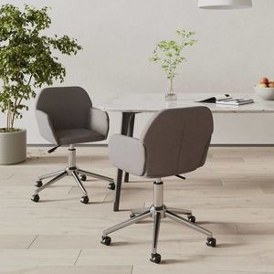 vidaXL Scaune de bucătărie pivotante, 2 buc., gri închis, textil imagine