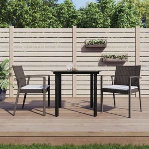 vidaXL Set mobilier de grădină cu perne, 3 piese, poliratan și oțel imagine