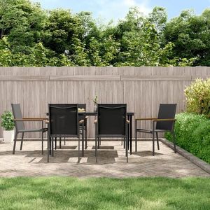 vidaXL Set mobilier de grădină, 7 piese, negru, textilenă și oțel imagine