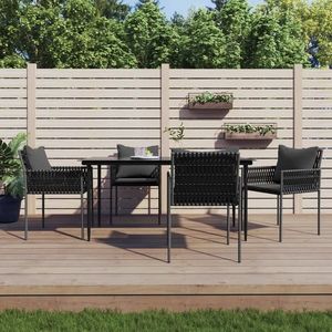 vidaXL Set mobilier de grădină cu perne, 5 piese, poliratan și oțel imagine