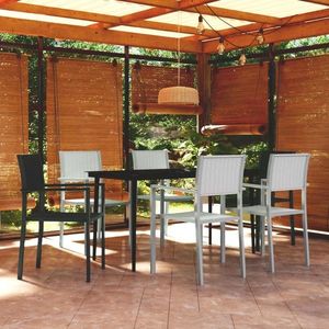 vidaXL Set mobilier pentru grădină, alb și negru, 7 piese imagine