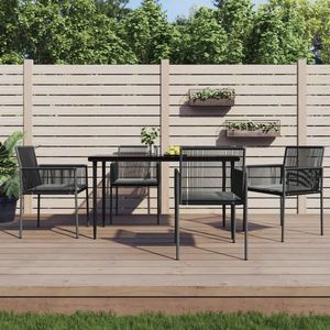 vidaXL Set mobilier grădină cu perne, 5 piese, negru, poliratan & oțel imagine