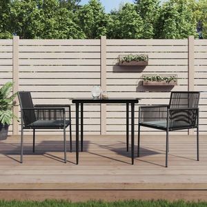 vidaXL Set mobilier grădină cu perne, 3 piese, negru, poliratan & oțel imagine