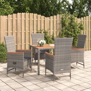 vidaXL Set mobilier de grădină cu perne, 5 piese, gri, poliratan imagine