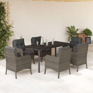 vidaXL Set mobilier de grădină cu perne, 7 piese, gri, poliratan imagine