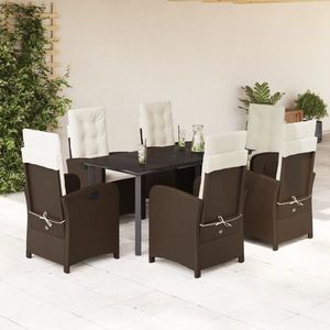 vidaXL Set mobilier de grădină cu perne, 7 piese, maro, poliratan imagine
