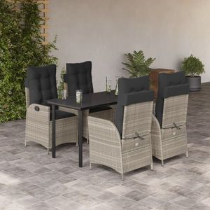 vidaXL Set mobilier de grădină cu perne, 5 piese gri deschis poliratan imagine