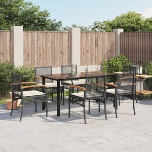 vidaXL Set mobilier de grădină cu perne, 7 piese, negru, poliratan imagine