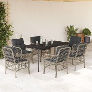 vidaXL Set mobilier de grădină cu perne, 7 piese gri deschis poliratan imagine