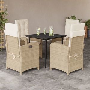 vidaXL Set mobilier de grădină cu perne, 5 piese, bej, poliratan imagine
