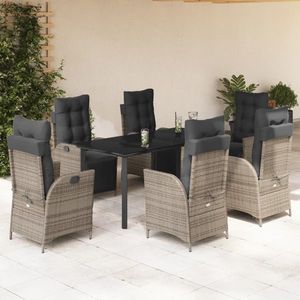 vidaXL Set mobilier de grădină cu perne, 7 piese, gri, poliratan imagine