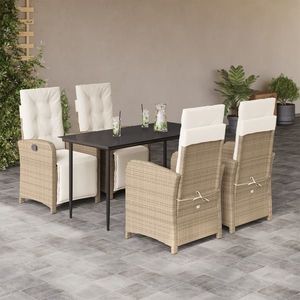 vidaXL Set mobilier de grădină cu perne, 5 piese, bej, poliratan imagine