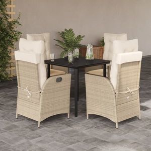 vidaXL Set mobilier de grădină cu perne, 5 piese, bej, poliratan imagine