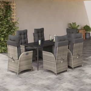 vidaXL Set mobilier de grădină cu perne, 7 piese gri deschis poliratan imagine