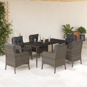 vidaXL Set mobilier de grădină cu perne, 7 piese, gri, poliratan imagine