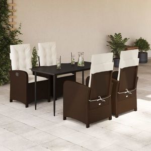 vidaXL Set mobilier de grădină, 5 piese, cu perne, maro, poliratan imagine