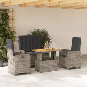 vidaXL Set mobilier de grădină cu perne, 4 piese, gri, poliratan imagine