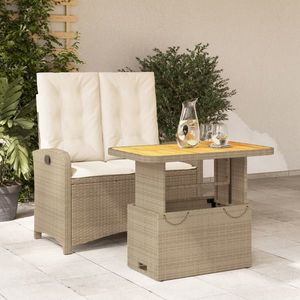 vidaXL Set mobilier de grădină, 2 piese, cu perne, bej, poliratan imagine