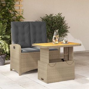vidaXL Set mobilier de grădină, 2 piese, cu perne, bej, poliratan imagine