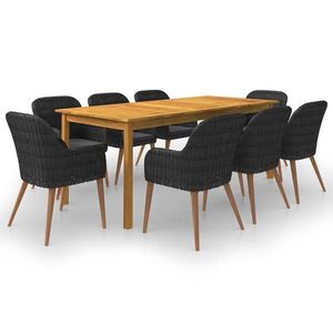 vidaXL Set mobilier de grădină, 9 piese, negru imagine