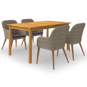 vidaXL Set mobilier de grădină, 5 piese, maro imagine