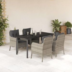 vidaXL Set mobilier de grădină cu perne, 5 piese gri deschis poliratan imagine