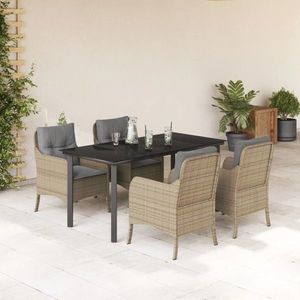 vidaXL Set mobilier de grădină cu perne, 5 piese, bej, poliratan imagine