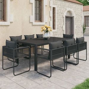 vidaXL Set mobilier de masă, 9 piese, negru, ratan PVC imagine