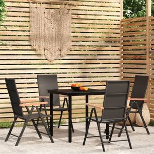 vidaXL Set de servit masa pentru grădină, 5 piese, negru imagine