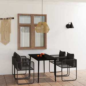 vidaXL Set de servit masa pentru grădină, 5 piese, negru imagine